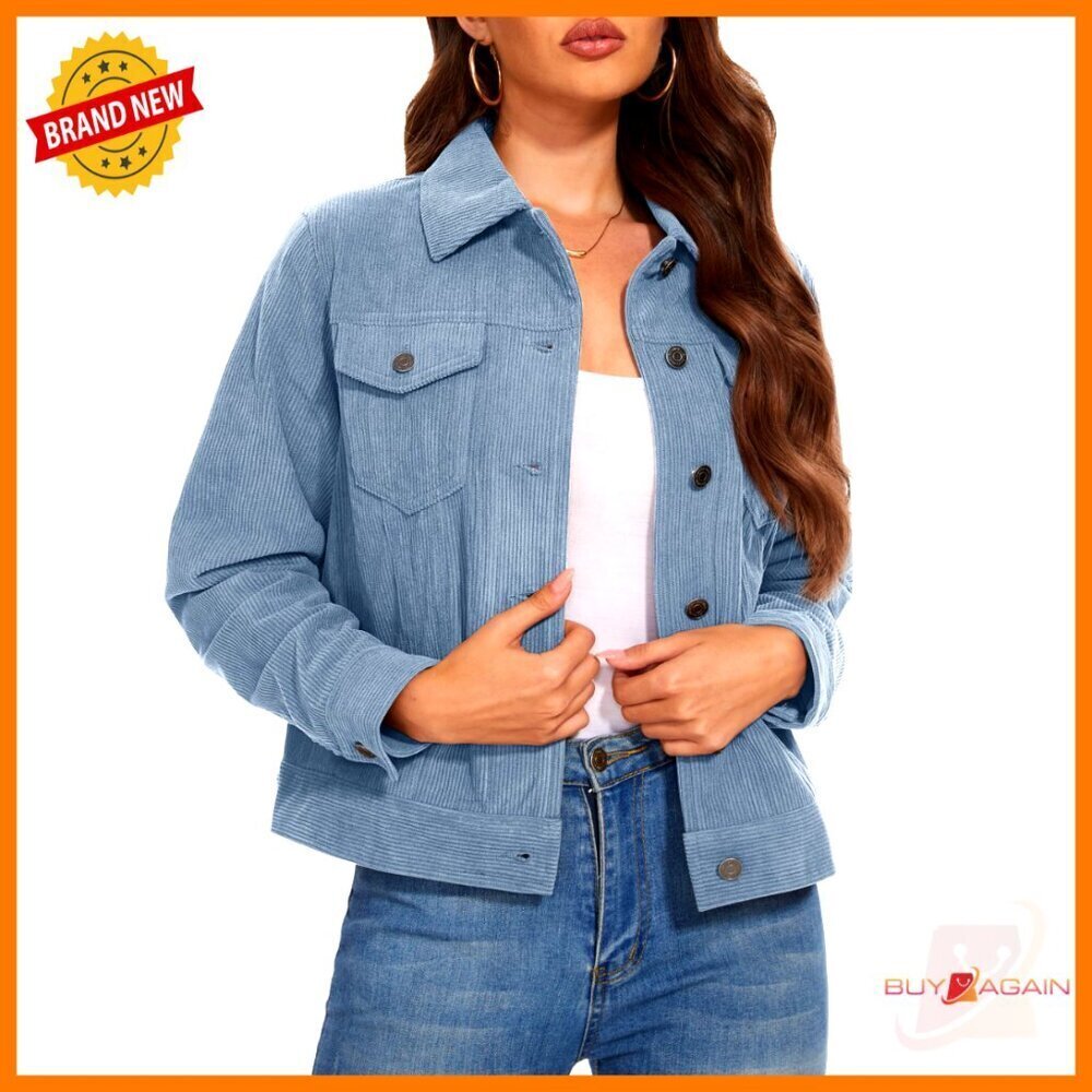 Corduroy Cropped Shacket Button Down Jacket Retro Y2K Chic Outerwear Long Sleeve